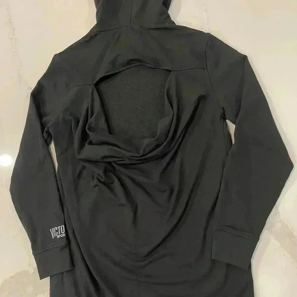 Victoria Sport Victoria's Secret Black Hooded Open Back Gym Cover Dress Women XS - Picture 7 of 7